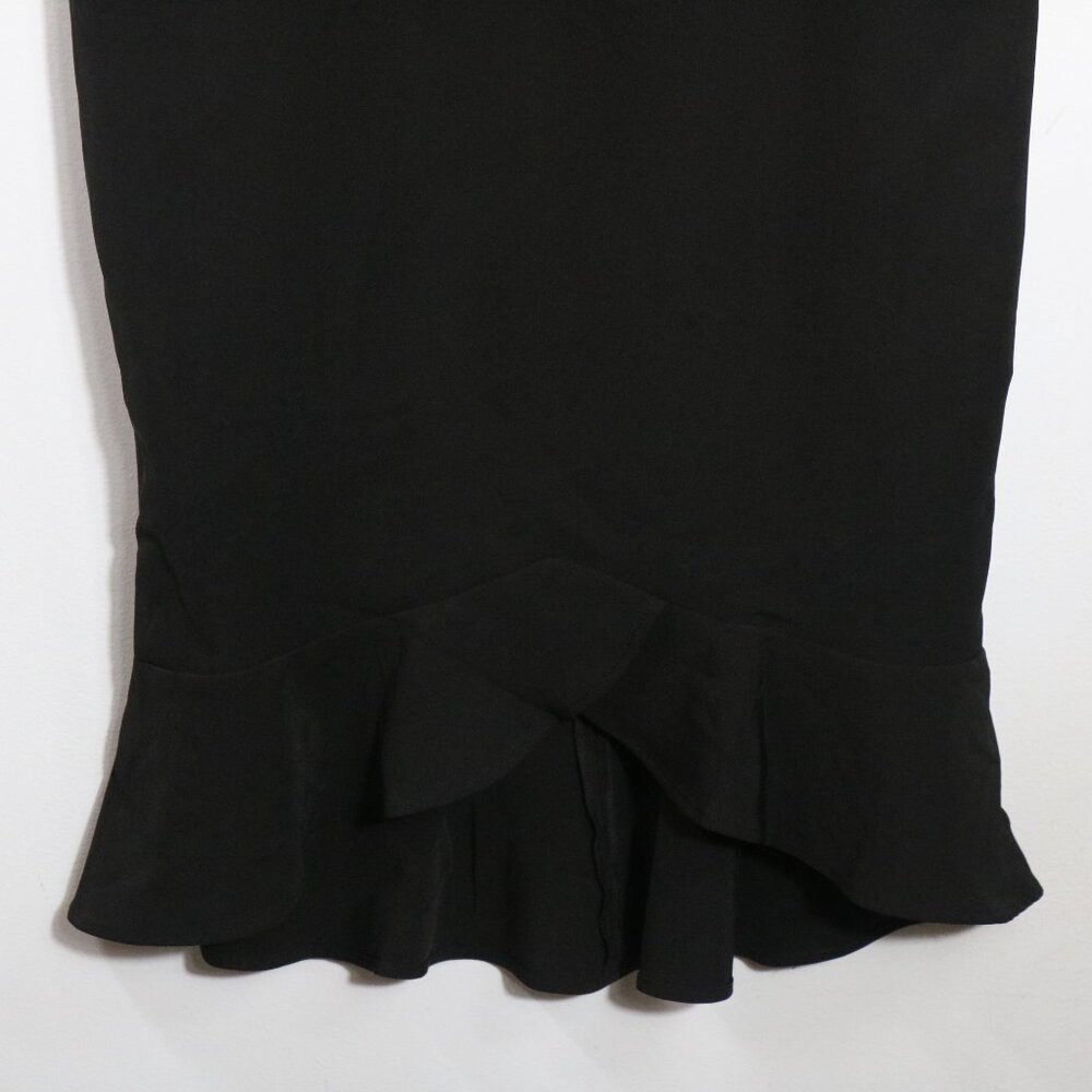 Bardot Kristen Peplum Dress 10 Large Black Cocktail Party Bodycon Sleek Ruffle - Picture 5 of 6